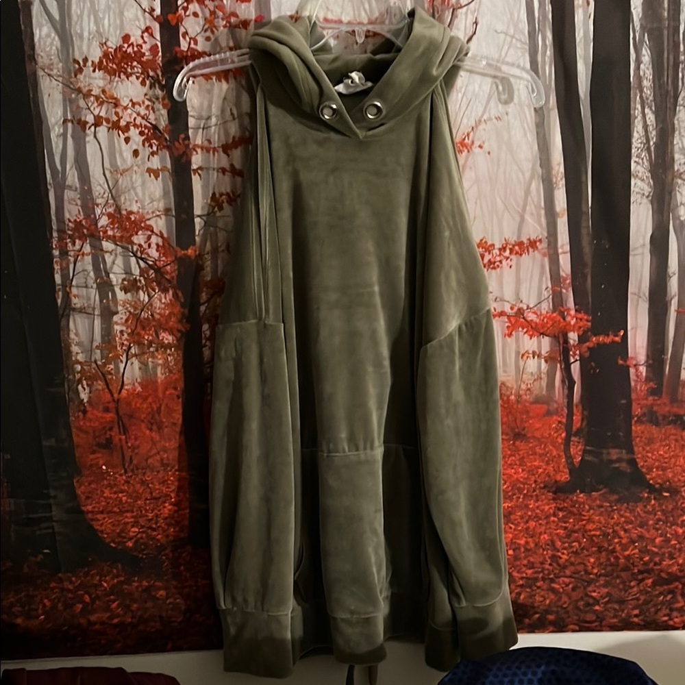 Olive Green Hooded Cold Shoulder hoodie